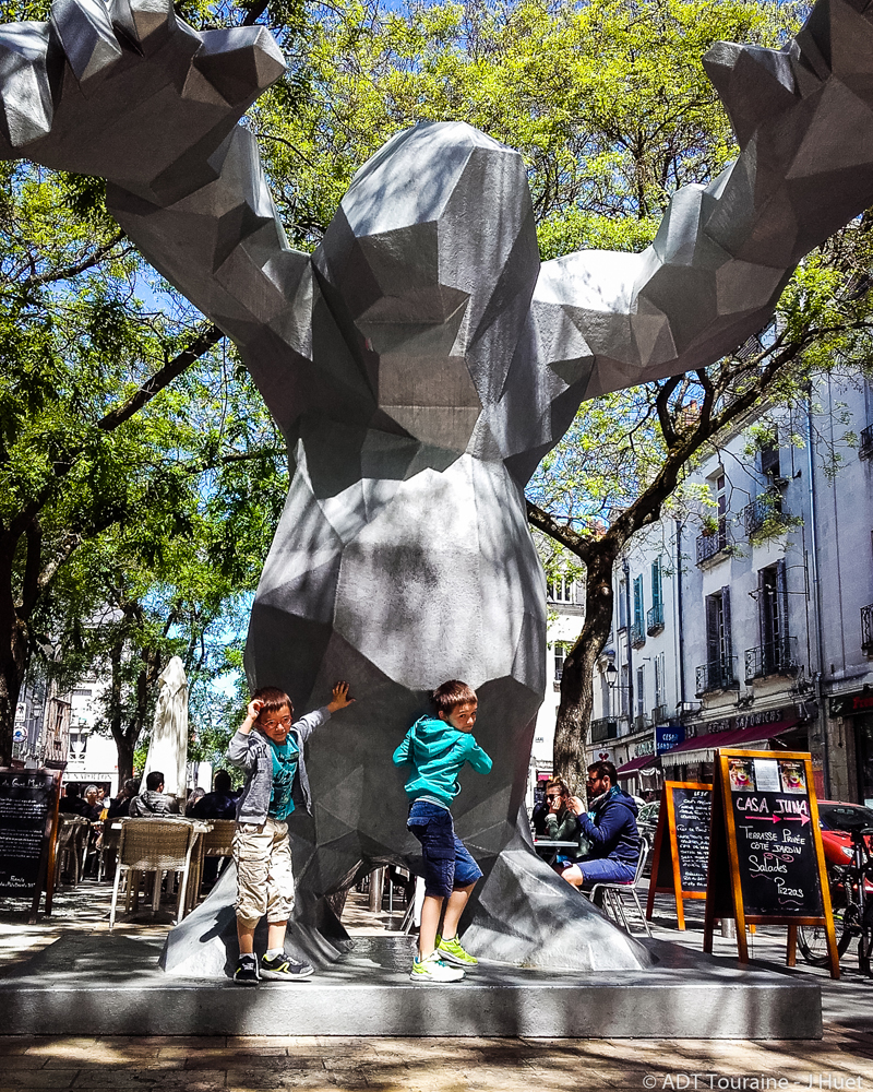 The statue of the Xavier Veilhan monster, in the square of Le Grand Marché, in Tours. Loire Valley, France.