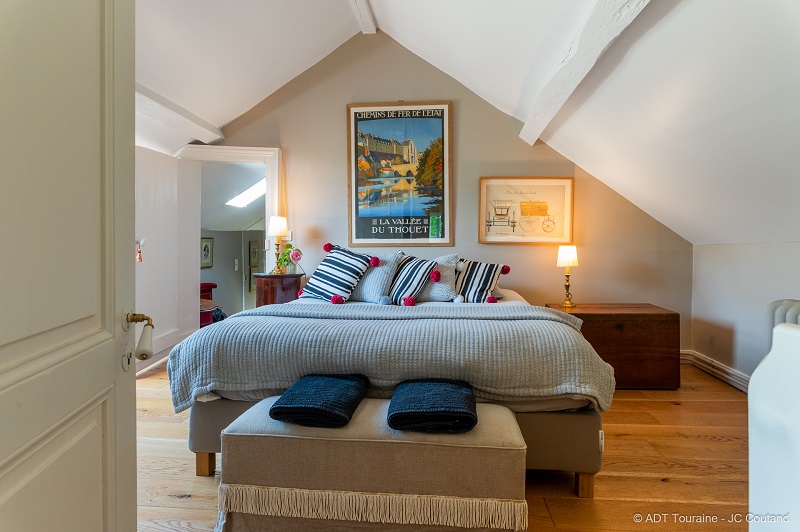 Welcoming rooms at Chateau Hodebert, Loire Valley, France.